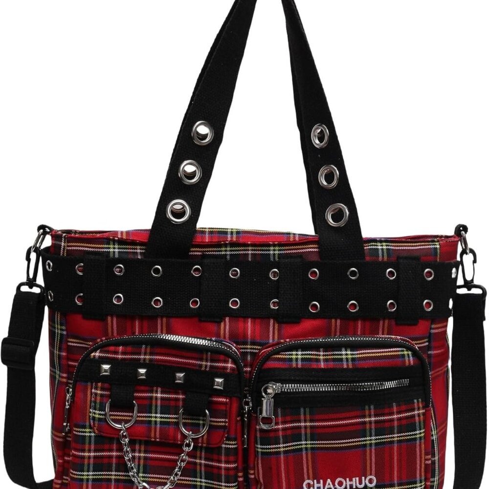 Y2K Tote Bag for Women Canvas Shoulder Bag Large Gothic Bag Skull Handbag for Wo